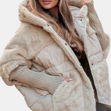 Gabriela – Jachetă Puffer Oversized cu Glugă și Patchwork