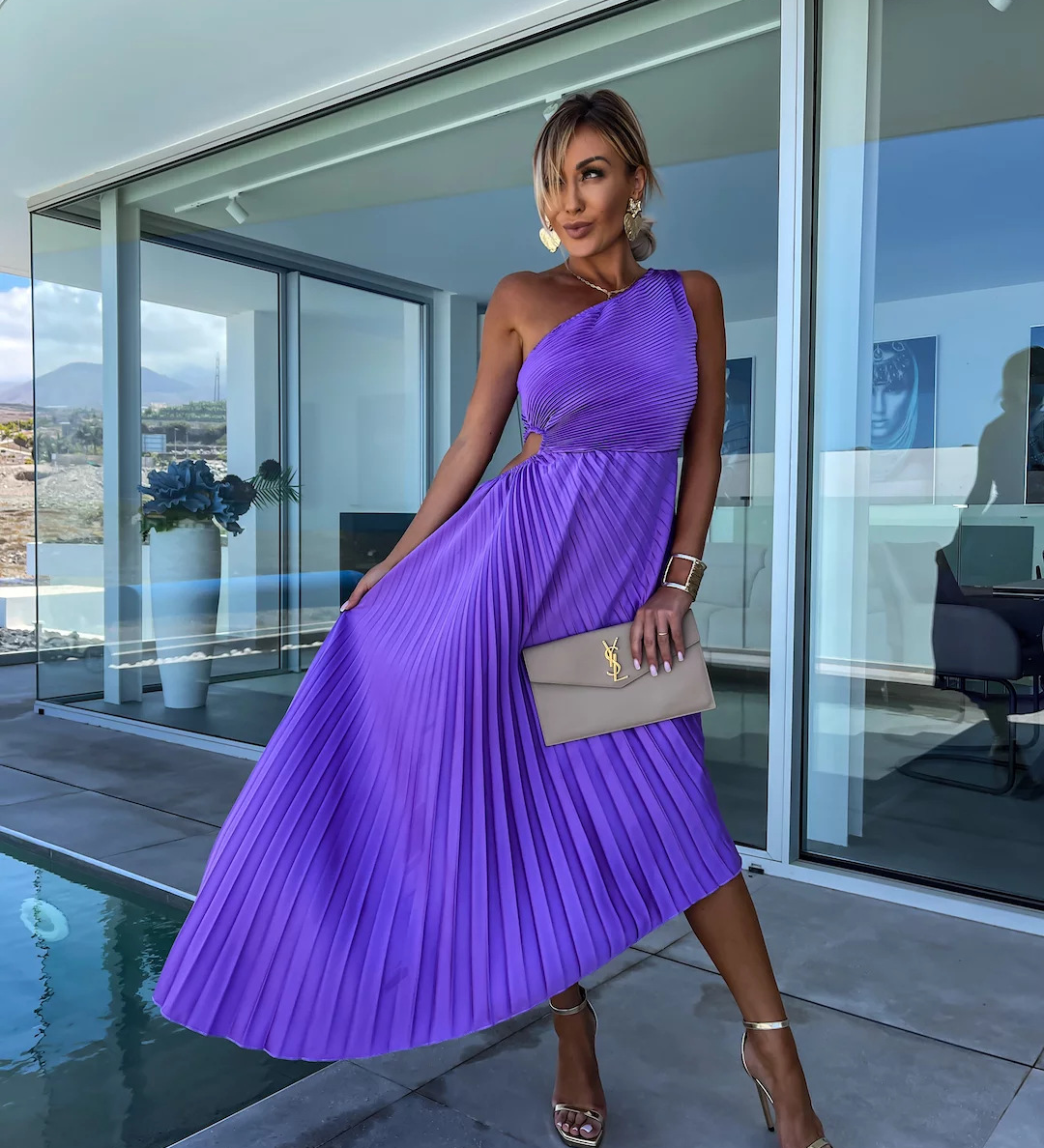 Celeste – Rochie Maxi Elegantă cu Un Umăr