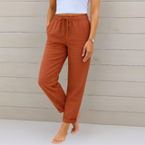 Maylora | Pantaloni Relaxați din In cu Șnur