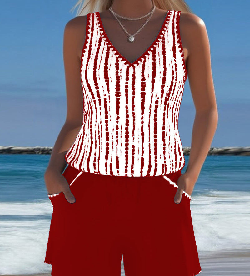 Petronela – Costum de baie casual cu imprimeu