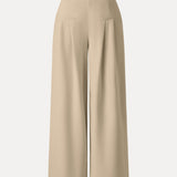 Pantaloni largi cu talie medie, din material Ponte de bambus fluid, cu buzunare.