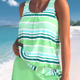 Narcisa – Set Tankini Relaxat cu Dungi