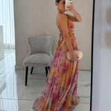 Liora – Rochie Maxi cu Imprimeu Aquarel