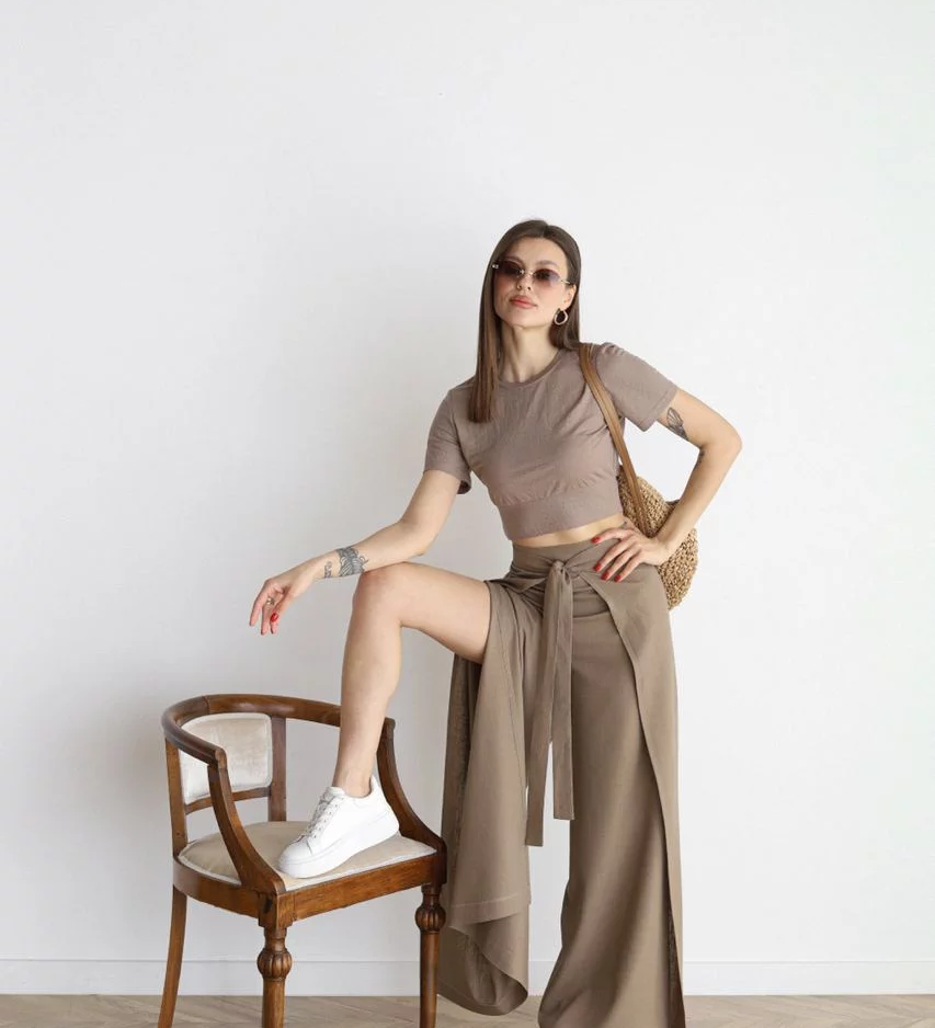 Maelis - Pantaloni Largi din In