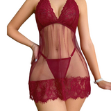 Amy | Rochie Babydoll cu Bretele din Dantelă și Funda
