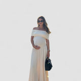 Amara – Rochie Maxi de Maternitate Elegantă cu Falduri
