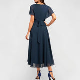 Luminița – Rochie Elegantă Albastru Profund