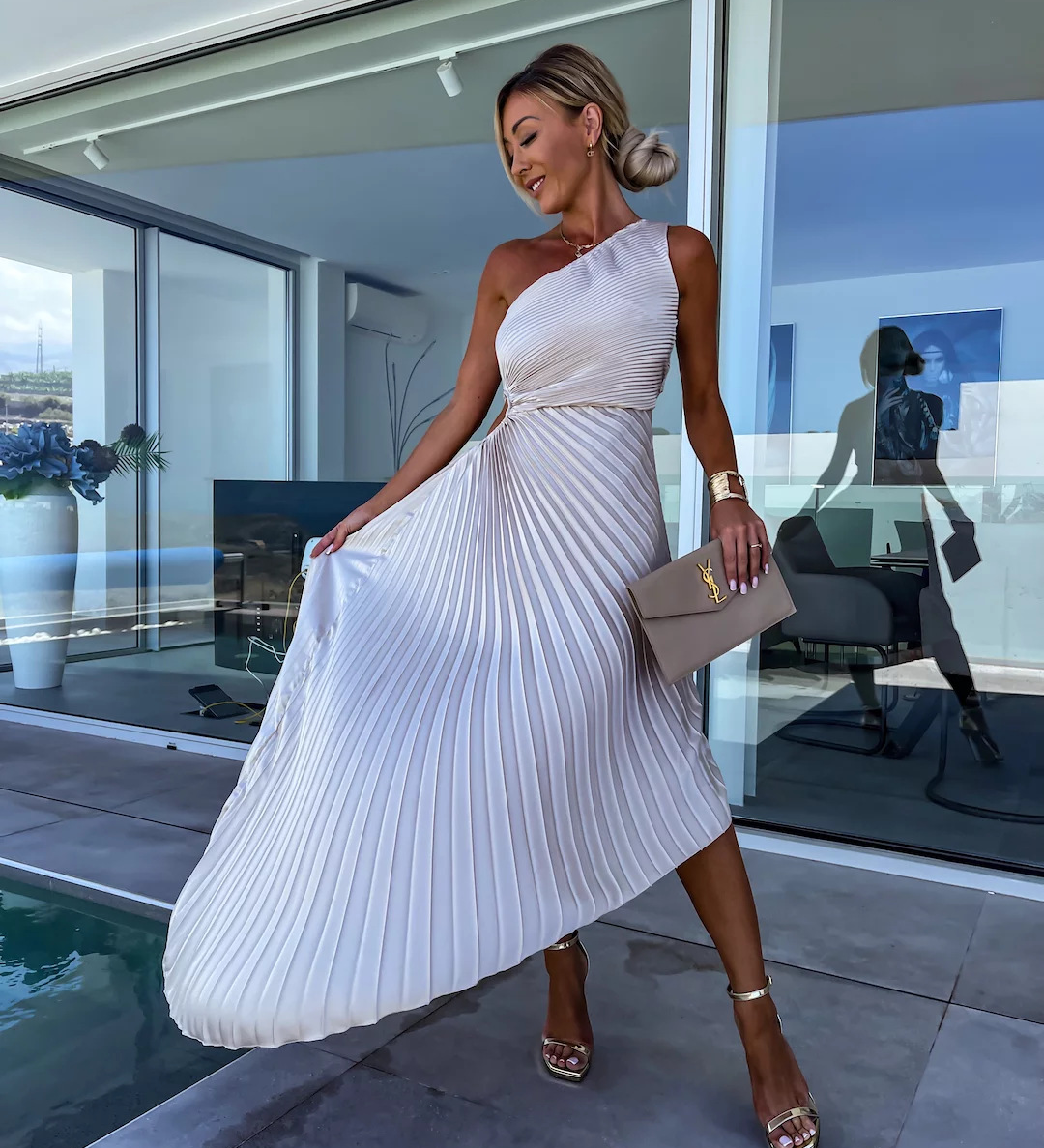 Celeste – Rochie Maxi Elegantă cu Un Umăr