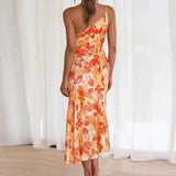 Viktoria – Rochie maxi asimetrică cu model floral