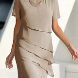 Juna – Rochie Midi din Chiffon Stratificată, Feminină și Elegantă