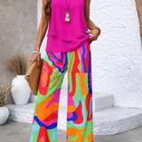 Nicoleta – Compleu Chic Estival Cu Imprimeu Multicolor
