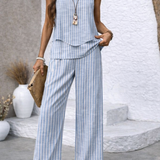 Cristina – Compleu Chic Estival În Dungi Bleu