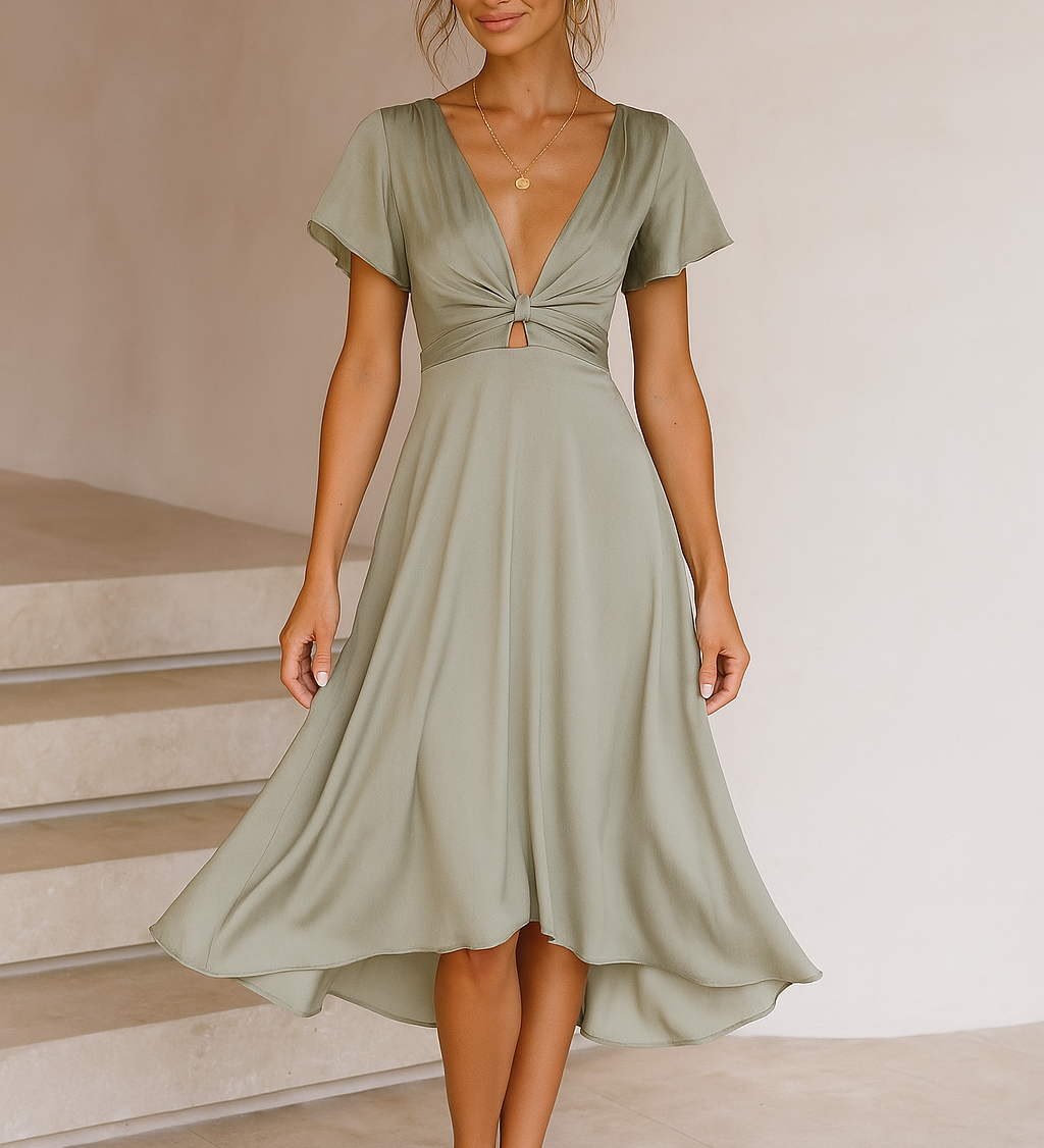 Elina | Rochie midi cu detaliu sub formă de nod