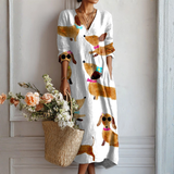 Clara – Rochie Artistică cu Imprimeu Englez