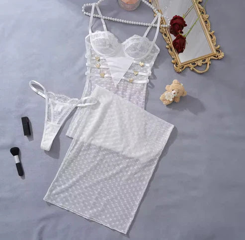 Léna | Set Lenjerie Inimă din Plasă