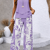 Elena – Compleu Chic Estival Cu Imprimeu Botanic Lila