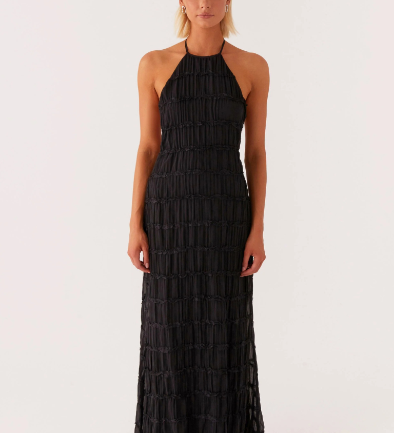 Cătălina – Rochie maxi neagră halter