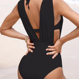 Loredana – Costum de baie cu decolteu adânc și plisat