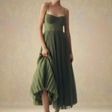Iasmina – Rochie de Damă Plisată Midi Elegantă Romantică