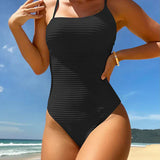 Casiana – Costum de baie dintr-o singură piesă cu dungi și bretele