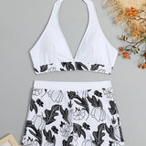 Clementina – Set Bikini cu Top Halter și Șorturi cu Talie Înaltă