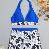 Clementina – Set Bikini cu Top Halter și Șorturi cu Talie Înaltă