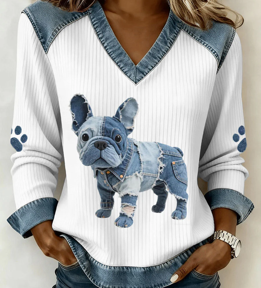 Anca – Pulover Patchwork Cățeluș
