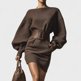 Cleopatra – Rochie scurtă din tricot cu curea structurată