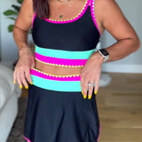 Mirela – Costum de baie elegant în trei piese, cu blocuri de culoare
