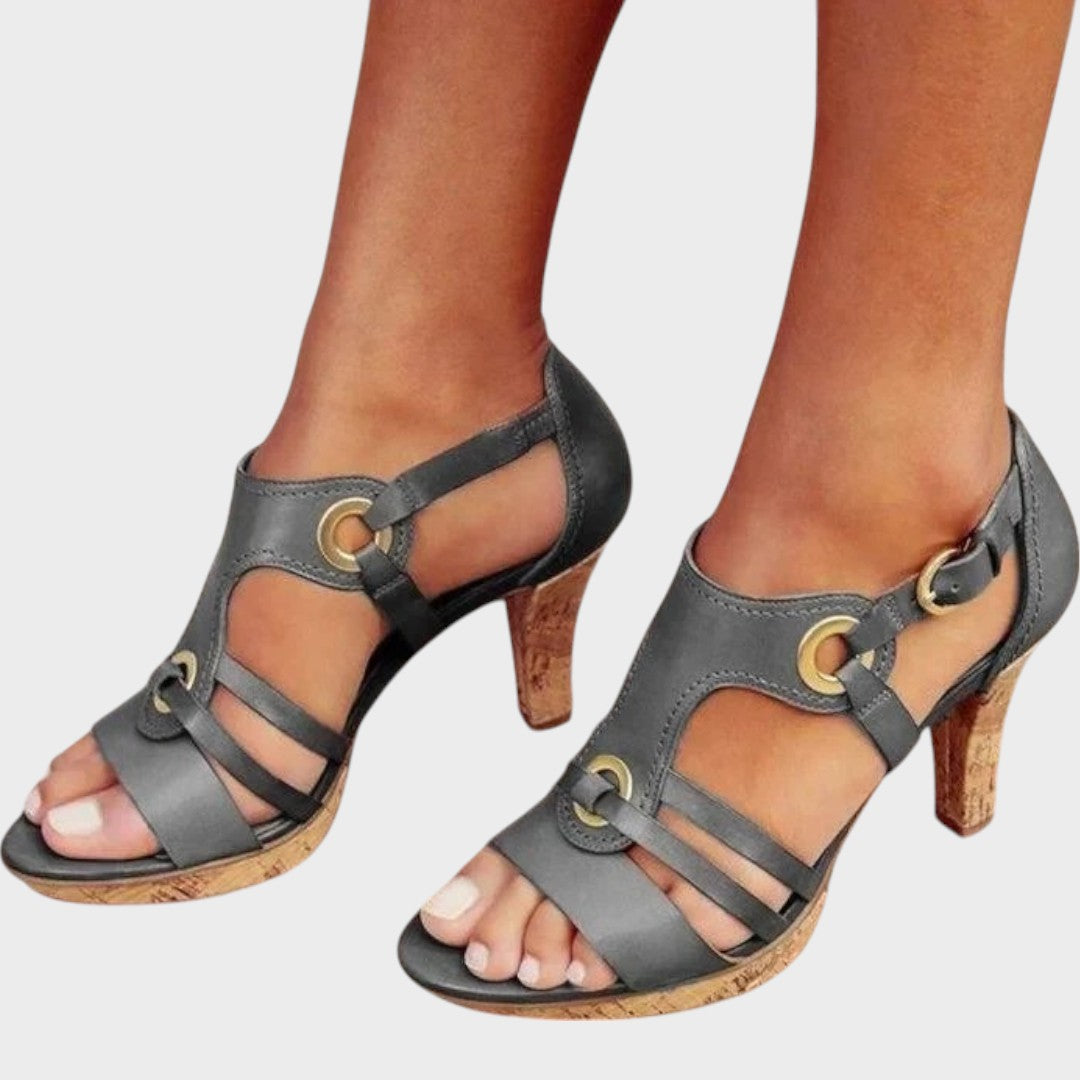 Liana – Sandale Elegante cu Toc Stabil și Susținere Anatomică