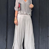 Larisa – Compleu Chic Estival Cu Pantaloni Fluizi