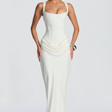 Daria – Rochie Maxi cu Decolteu Pătrat