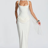 Daria – Rochie Maxi cu Decolteu Pătrat