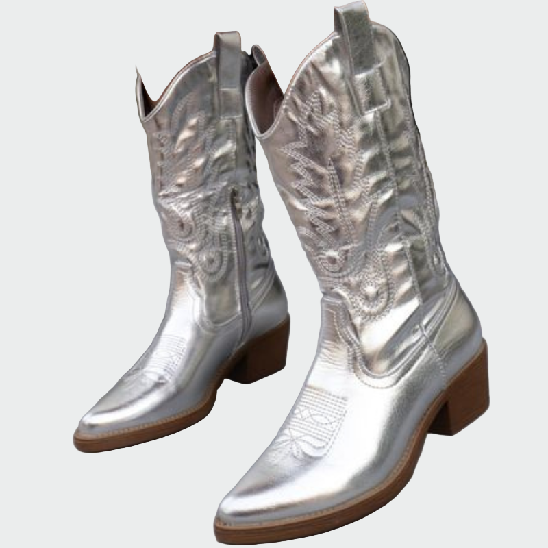 Cizme cowboy metalic