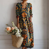 Adriana – Rochie Artistică cu Dungi Colorate