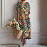 Loredana – Rochie Artistică cu Imprimeu Paisley Floral