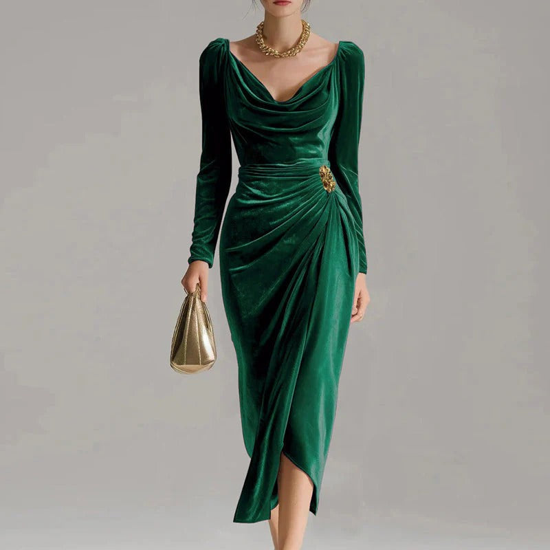 Renata - Rochie Lungă Elegantă din Catifea
