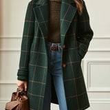 Florencia | Palton din Tweed Cu Carouri cu Rever Retro