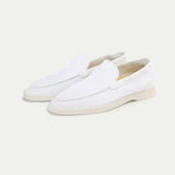 Loafer Clasic din Suede Alb Perlă