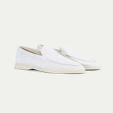 Loafer Clasic din Suede Alb Perlă