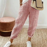 Celia | Pantaloni din Bumbac Rayat Clasic