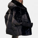 Gabriela – Jachetă Puffer Oversized cu Glugă și Patchwork