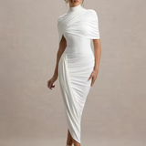 Taylor - Rochie Maxi Asimetrică cu Pelerină