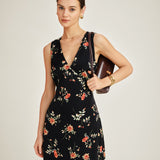 Sofia - Rochie Mini Florală Neagră