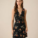 Sofia - Rochie Mini Florală Neagră