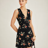 Sofia - Rochie Mini Florală Neagră