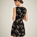 Sofia - Rochie Mini Florală Neagră