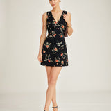 Sofia - Rochie Mini Florală Neagră